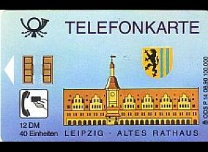 Telefonkarte P 14 08.90 Altes Rathaus Leipzig, DD 2009 Nr.rechts