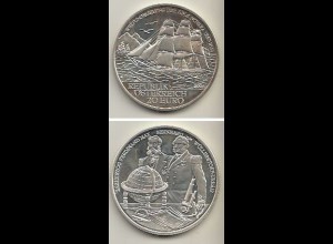Österreich Nr. 309, S.M.S. "Novara" bei der Weltumsegelung, Silber (20 Euro)
