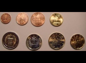 San Marino Euromünzen 1c bis 2 € (8 Münzen)