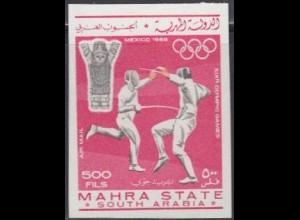 Aden Mahra State Mi.Nr. 29B Olympia 1968 Mexiko, Fechten, ungez. (500)