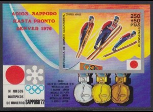 Äquatorialguinea Mi.Nr. Block 12 Olympia 1972 Sapporo, Medaillengew. Skispringen