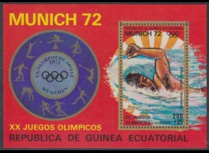 Äquatorialguinea Mi.Nr. Block 17 Olympia 1972 München, Schwimmen Freistil 