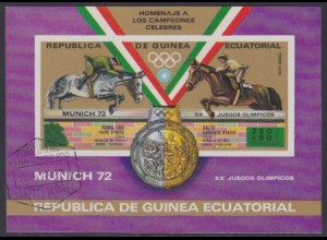 Äquatorialguinea Mi.Nr. Block 20 Olympia 1972 Münch. Medaillengew.Reiten D'Inzeo