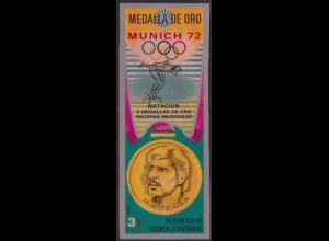 Äquatorialguinea Mi.Nr. A 165 Olympia 1972, Goldmedaille Schwimmen Spitz (3)