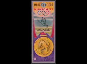 Äquatorialguinea Mi.Nr. A 167 Olympia 1972, Goldmedaille Fünfkampf Peters (8)