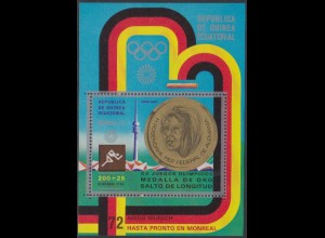 Äquatorialguinea Mi.Nr. Block 40 Olympia 1972 München, Medaillengew. Rosendahl 