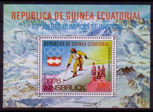 Äquatorialguinea Mi.Nr. Block 159 Olympische Spiele Innsbruck, Skiläufer