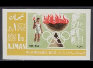 Ajman Mi.Nr. 192B Olympia 68, Olymp. Flamme, Läufer mit Fackel (1 R)
