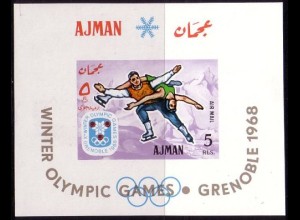 Ajman Mi.Nr.Bl.18 Olympia 68, Eiskunstlauf, Paarlaufen (5 R)