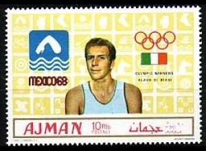Ajman Mi.Nr.450A Olympia 68, Schwimmen, Sieger Dibiasi, Italien (10 R)