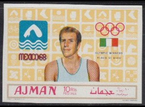 Ajman Mi.Nr. 450B Olympia 68, Schwimmen, Sieger Dibiasi, Italien (10 R)