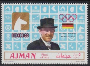 Ajman Mi.Nr. 452A Olympia 68, Reiten, Sieger R. Klimke, Deutschcland (5 R)