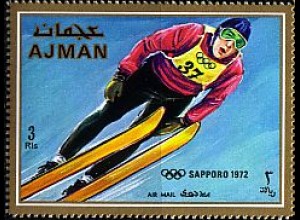 Ajman Mi.Nr.666A Olympia 72, Skispringer (3 R)