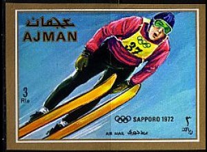 Ajman Mi.Nr.666B Olympia 72, Skispringer (3 R)