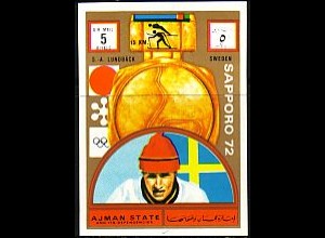 Ajman Mi.Nr.1663B Olympia 72, Skilanglauf, Sieger Lundbäck, Schweden (5 R)