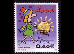 Aland Mi.Nr. 198 Einführung des EURO, Einkaufswagen + Münze (0,60)