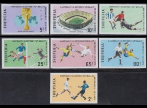 Albanien Mi.Nr. 1418-24B Fußball-WM 1970 Mexiko, ungezähnt (7 Werte)