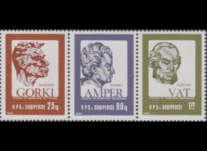 Albanien Mi.Nr. Zdr.2292-94 Persönlichkeiten, Gorkij, Ampère, Watt