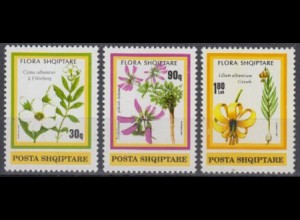 Albanien Mi.Nr. 2470-72 Blühende Pflanzen, Zistrose, Klee, Lilie (3 Werte)