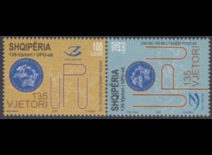 Albanien Mi.Nr. Zdr.3289-90 135Jahre Weltpostverein (waager.Paar)