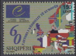Albanien Mi.Nr. 3299 60Jahre Europarat, Europakarte mit Flaggen (150)