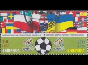 Albanien Mi.Nr. Zdr.3394-95 Fußball-EM 2012 Polen und Ukraine (waager.Paar)