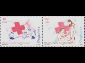 Albanien Mi.Nr. Zdr.3437-38 150Jahre Rotes Kreuz (waager.Paar)