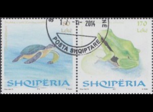 Albanien Mi.Nr. Zdr.3461-62 Fauna, Schildkröte, Frosch (waager.Paar)