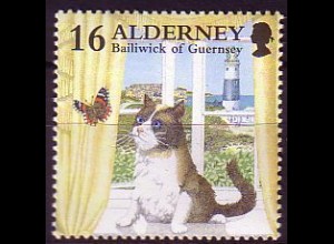 Alderney Mi.Nr. 94 Katze, Schmetterling, Leuchtturm (16)