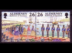 Alderney Mi.Nr. Zdr. 112-13 Ankunft Königin Victoria Königliche Jacht (Zdr.paar)