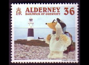 Alderney Mi.Nr. 153 Wombles vor dem Leuchtturm Quensgard (36)