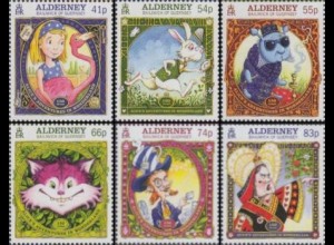 Alderney Mi.Nr. 519-24 150Jahre Kinderbuch Alice im Wunderland (6 Werte)