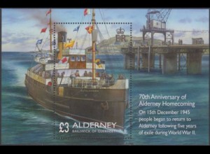 Alderney MiNr. Block 39 70.Jahrestag Rückkehr der Bewohner von Alderney
