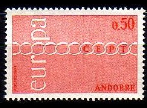 Andorra frz. Mi.Nr. 232 Europa 71, Brüderlichkeit durch Kette symbolis. (0,50)