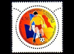 Andorra frz. Mi.Nr. 538 Qualifikationsspiel Fußball-EM, Spieler, Flaggen (4,50)