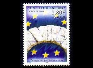 Andorra frz. Mi.Nr. 558 Gemeinsames Erbe Europa, Roman. Torbogen (3,80/0,58)
