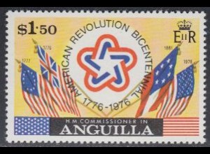 Anguilla Mi.Nr. 222A 200J.USA-Unabhängigkeit, Emblem, Flaggen (1,50)