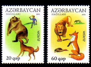 Aserbaidschan Mi.Nr. 791-92A Europa 2010, Kinderbücher, Volksmärchen (2 Werte)