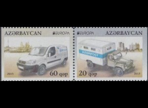 Aserbaidschan Mi.Nr. Zdr.974Dl+973Dr Europa 13 Postfahrzeuge