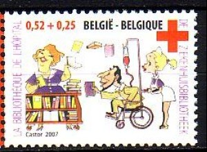 Belgien Mi.Nr. 3671 Rotes Kreuz, Patient in Krankenhausbücherei (0,52+0,25)