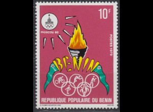 Benin Mi.Nr. 189 Olympische Sommerspiele Moskau 1980, Flamme, Piktogramme (10)