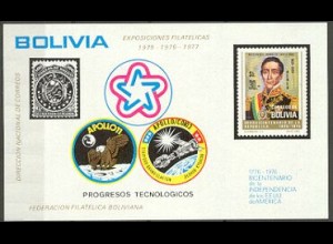 Bolivien Mi.Nr. Block 60, Briefmarkenausstellungen, 200 Jahre USA