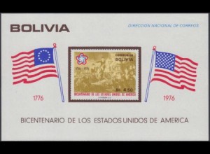 Bolivien Mi.Nr. Block 66 200J.Unabhängigkeit d.USA, Schlachtfeld, Flaggen 