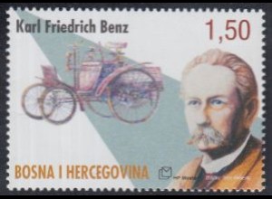 Bosnien-Herz.Kroat. Mi.Nr. 139 Karl Friedrich Benz, Motorwagen (1,50)