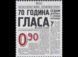 Bosnien-Herz.Serb. Mi.Nr. 598 Serbische Tageszeitung Glas, Titelseite (0,90)