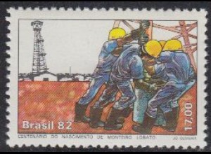Brasilien Mi.Nr. 1893 M. Lobato, Arbeiter bei der Ölsuche, Bohrturm (17,00)