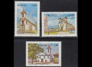 Brasilien Mi.Nr. 1906-08 Barocke Kirchen in Minas Gerais (3 Werte)