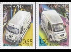Bulgarien Mi.Nr. 5096-97Dr Europa 13, Postfahrzeuge (2 Werte,rechts geschnitten)