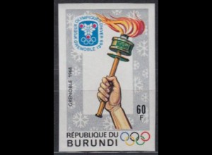 Burundi Mi.Nr. 392B Olympia 1968 Grenoble, Olympische Fackel, ungezähnt (60)