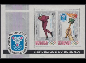 Burundi Mi.Nr. Block 26A Olympia 1968 Grenoble, Eisschnelllauf, Fackel gezähnt